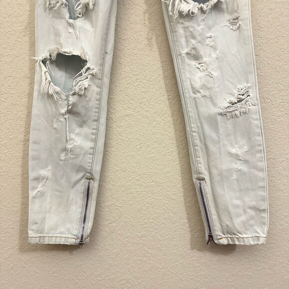 ONE x ONE TEASPOON Trashed Freebirds Distressed Ripped Jeans Ankle Zip - Picture 4 of 16